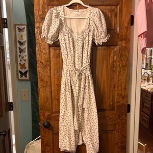 Floral Midi Dress with Puff Sleeves